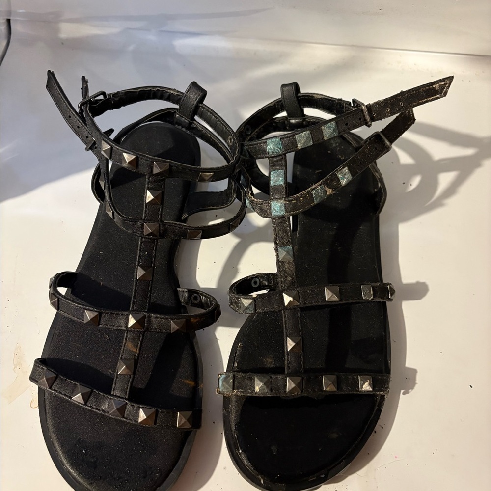 Wild Diva Black Studded Gladiator Sandals